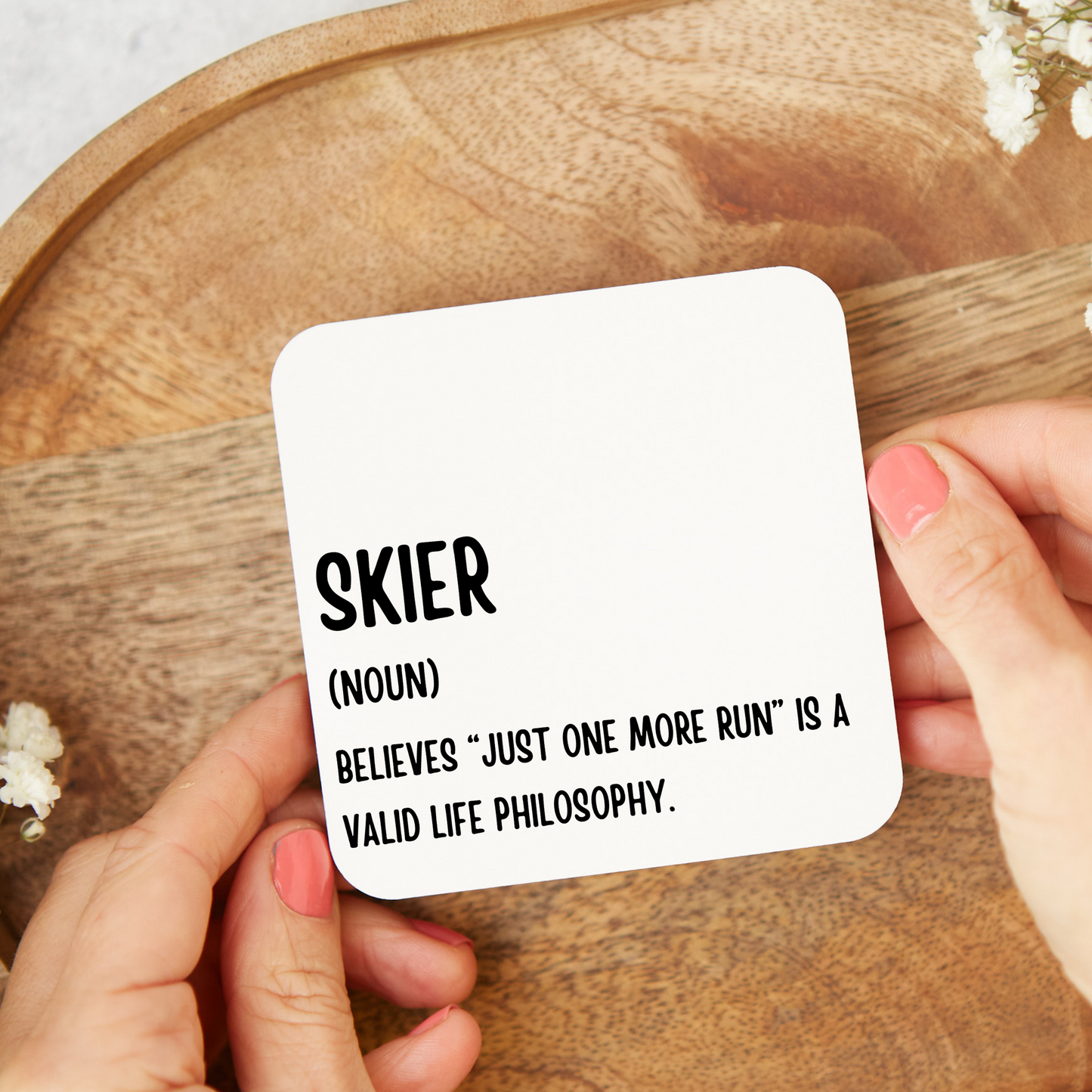 Funny Skier Coaster, Skier Gift, Funny Coaster, Gift for Skier, Rude Funny Coaster