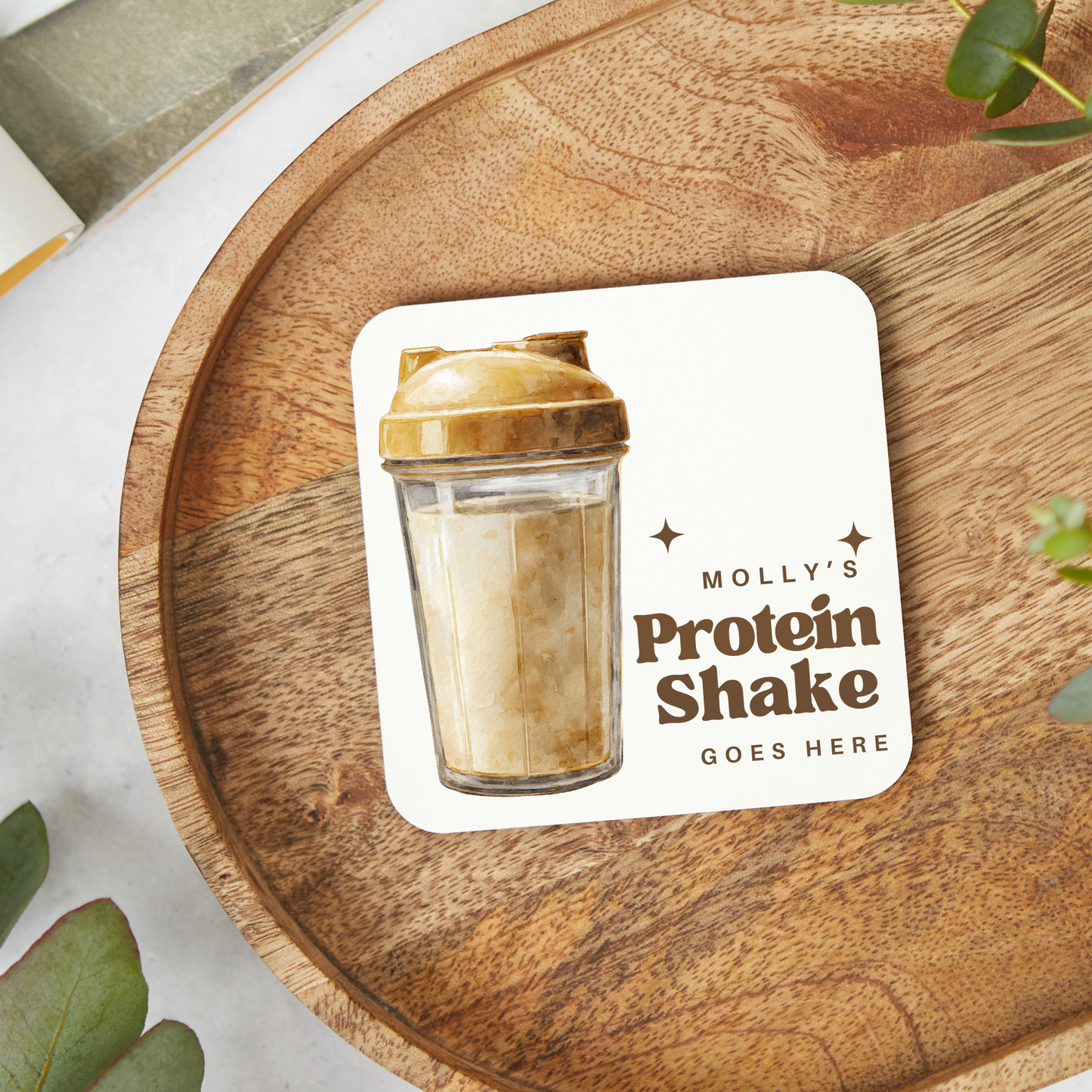 Personalised Protein Shake Coaster, Protein Drinks Gift,Stocking Filler, Protein shake Lover, Personalised gifts
