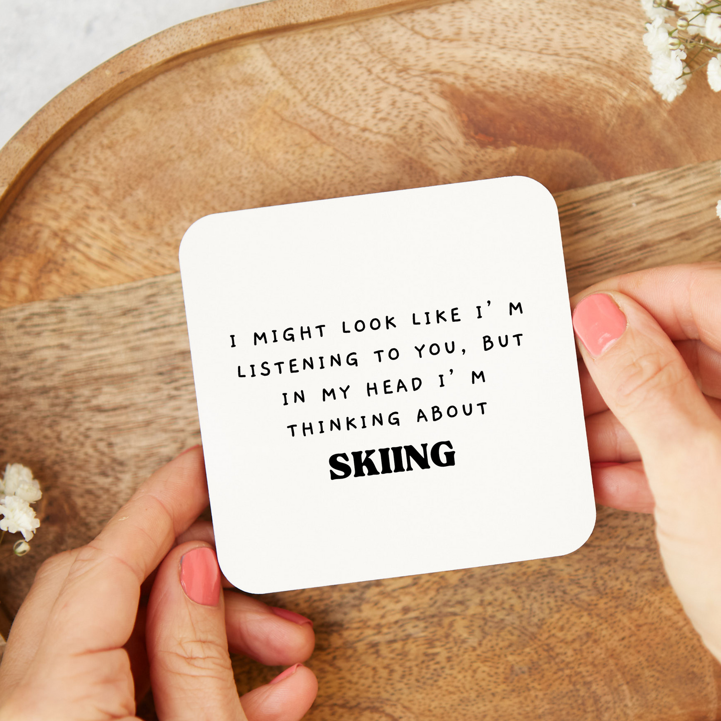 Funny Skier Coaster, Skier Gift, Funny Coaster, Gift for Skier, Rude Funny Coaster