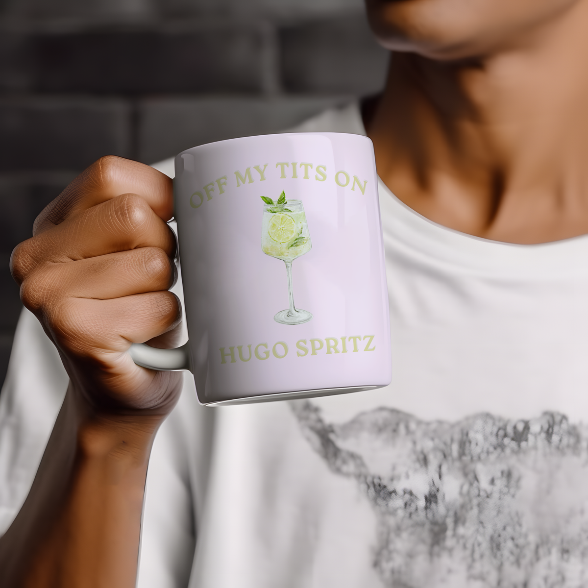 Off My Tits on Hugo Spritz Mug