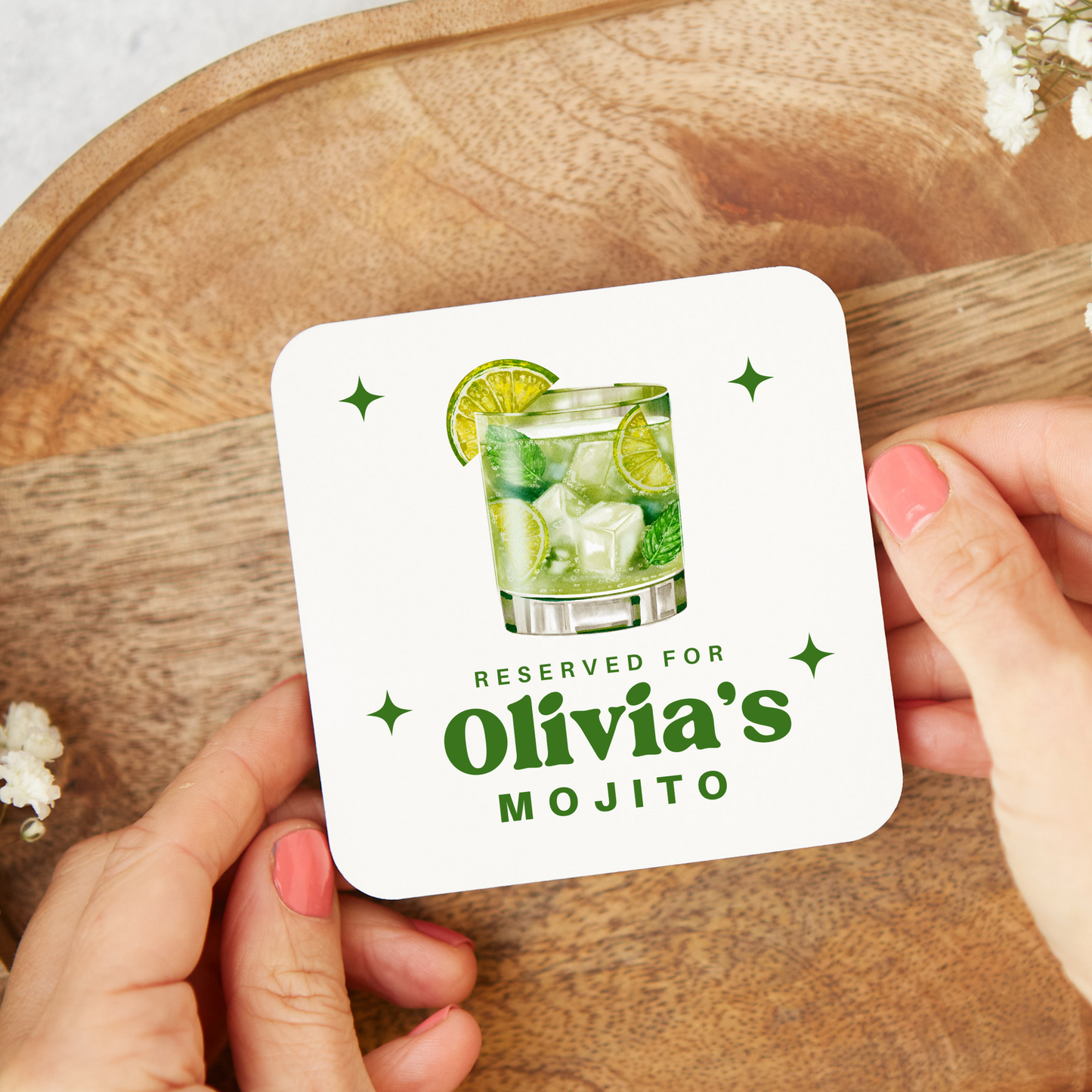 Personalised  Mojito Coaster, Alcohol Drinks Gift,Stocking Filler,  Mojito Lover, Personalised gifts,Cocktail Gift