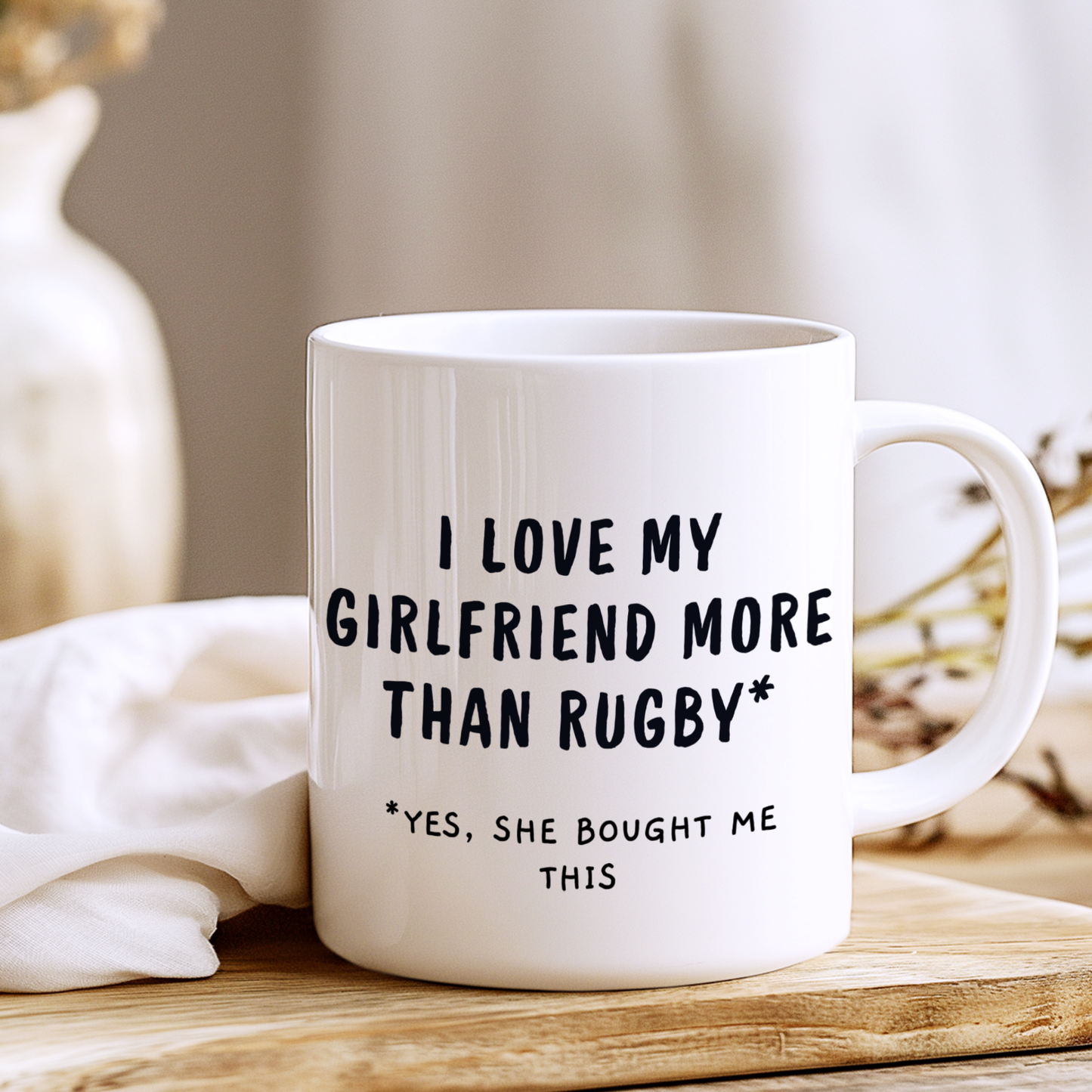 I Love My Girlfriend More Than Rugby Mug,Funny Rugby Mug,Cute Couple Gift ,Anniversary Birthday Mug