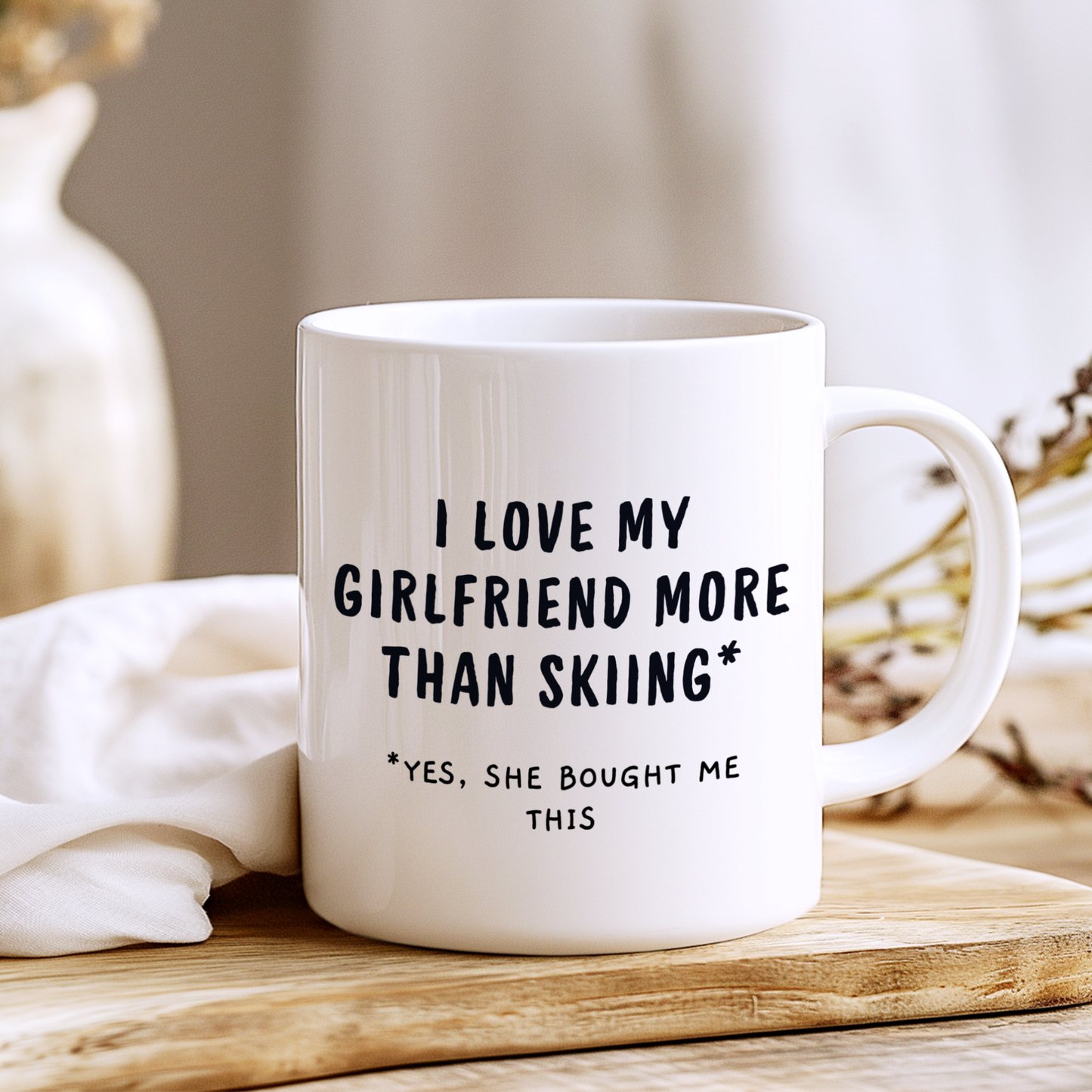 I Love My Girlfriend More Than skiing Mug,Funny skiing Mug,Cute Couple Gift ,Anniversary Birthday Mug