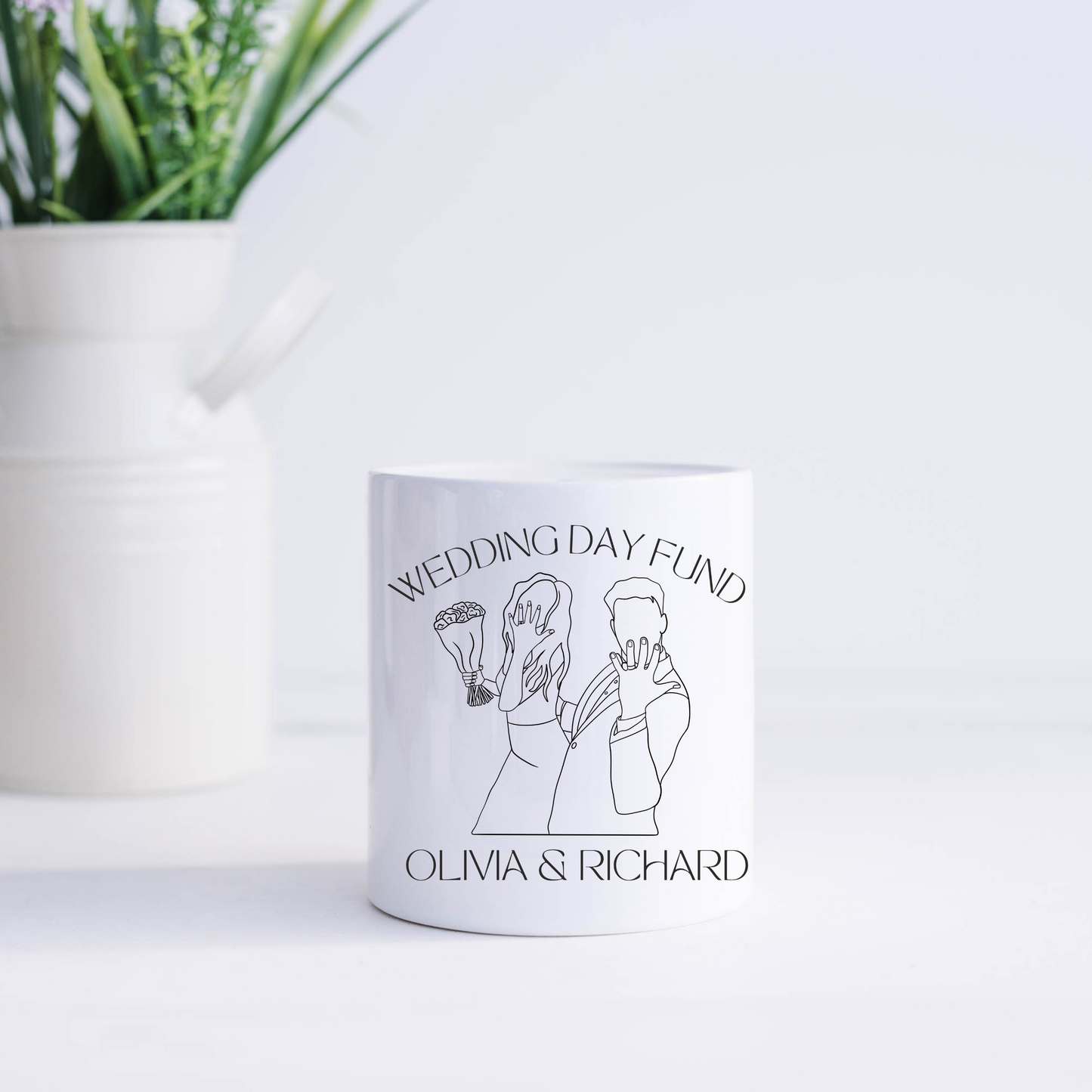 Engagement Gift, Wedding Fund Money Box, Personalised wedding pot