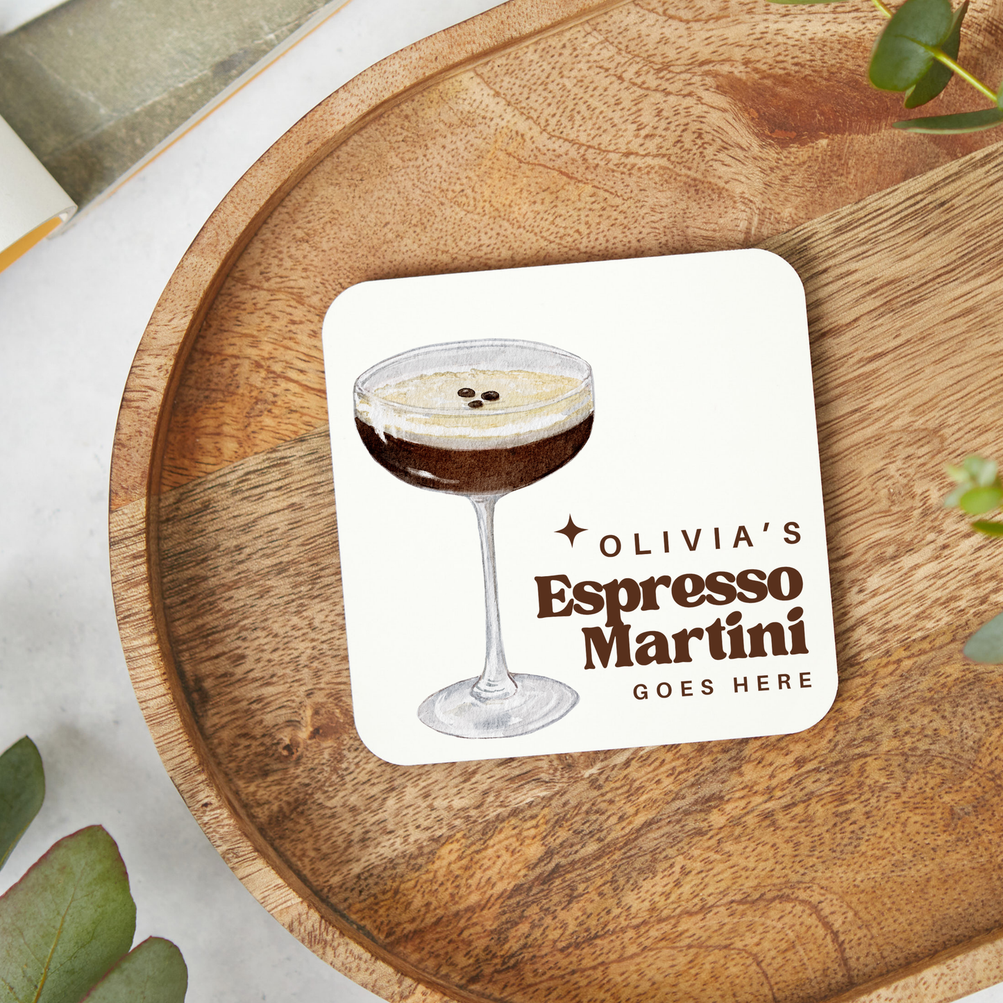 Personalised Espresso Martini Coaster, Alcohol Drinks Gift,Stocking Filler, Espresso Martini Lover, Personalised gifts,Cocktail Gift