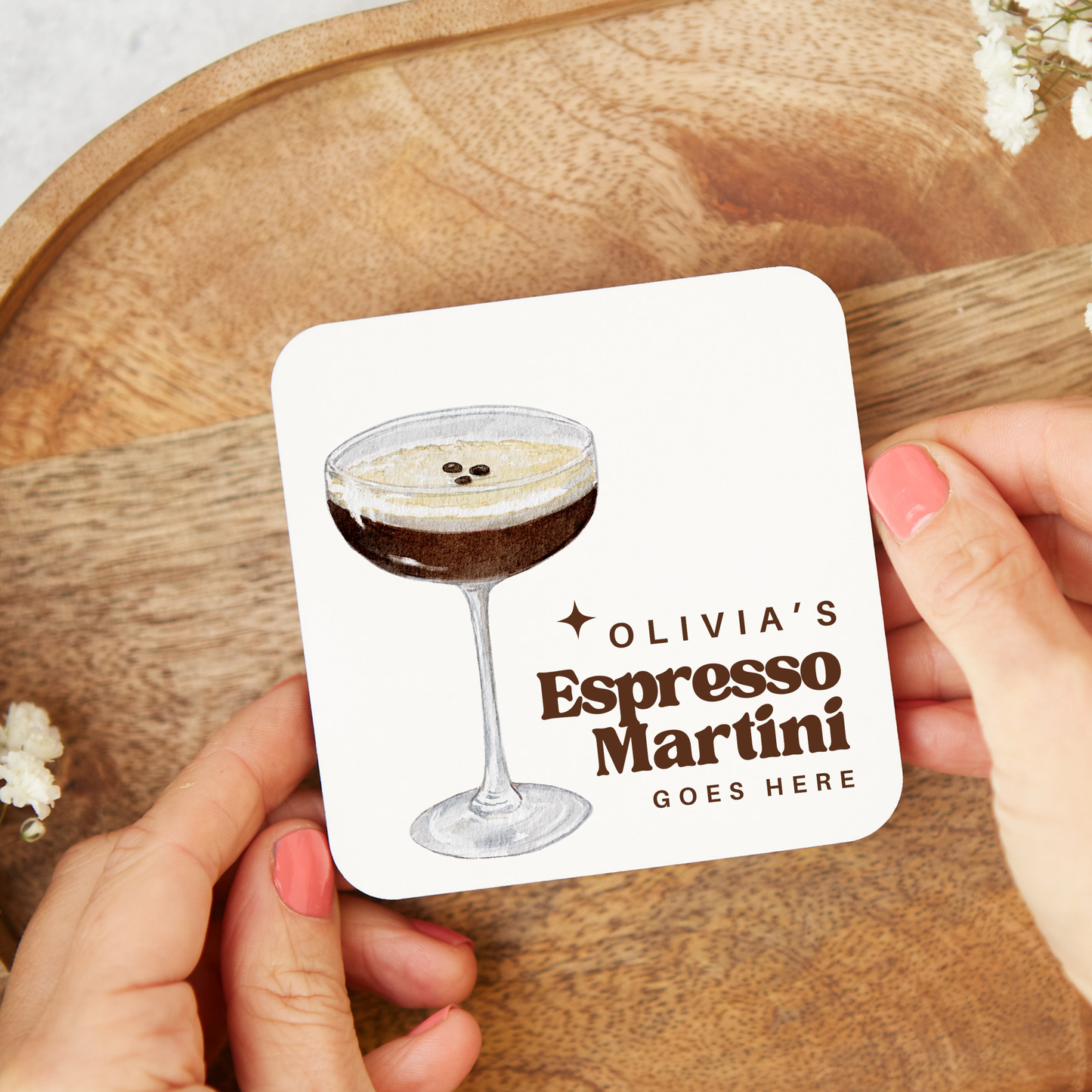 Personalised Espresso Martini Coaster, Alcohol Drinks Gift,Stocking Filler, Espresso Martini Lover, Personalised gifts,Cocktail Gift