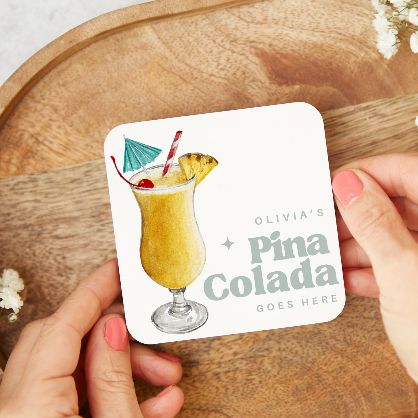 Personalised Pina Colada Coasters, Alcohol Drinks Gift,Stocking Filler, Pina Colada Lover, Personalised gifts,Cocktail Gift