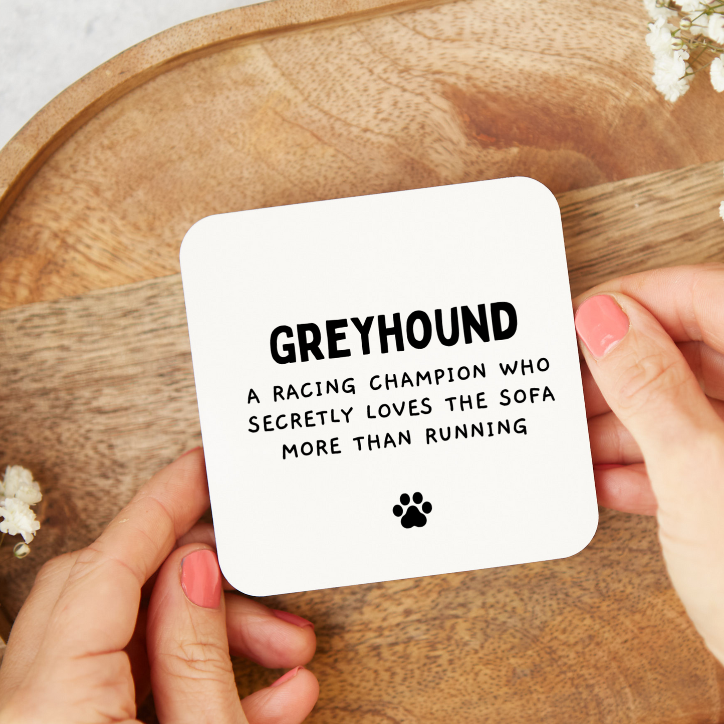Funny Greyhound coaster gift with rude humor, glossy finish, unique gift for Greyhound owners and dog lovers