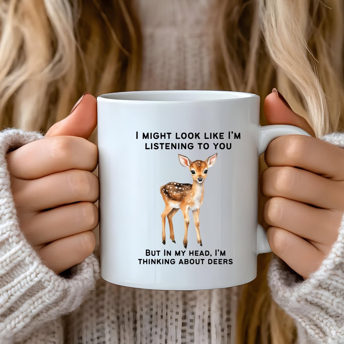 Deer mug, Deer Gift, Deer Lover Gift, Funny Gifts, Thinking about deers