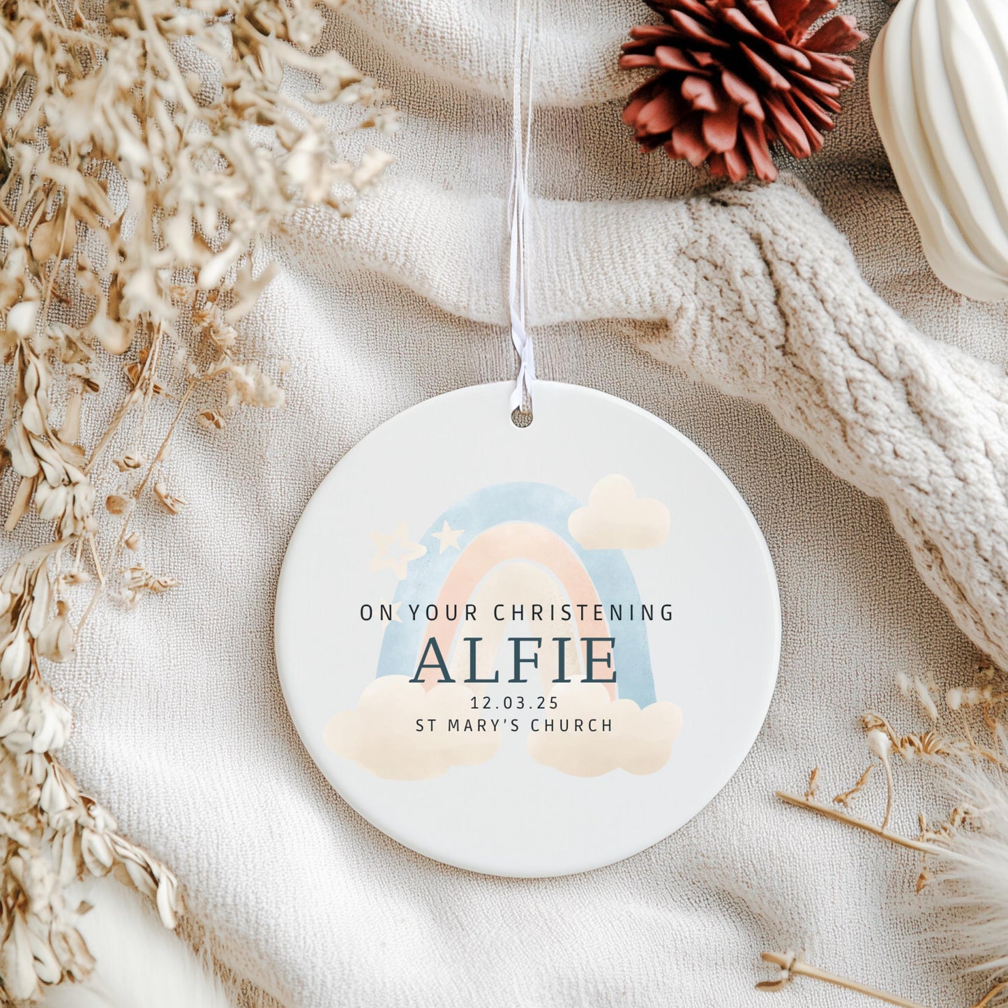 Christening ornament, Personalised Christening Gift, Christening Keepsake,Christening ceramic, CHR003