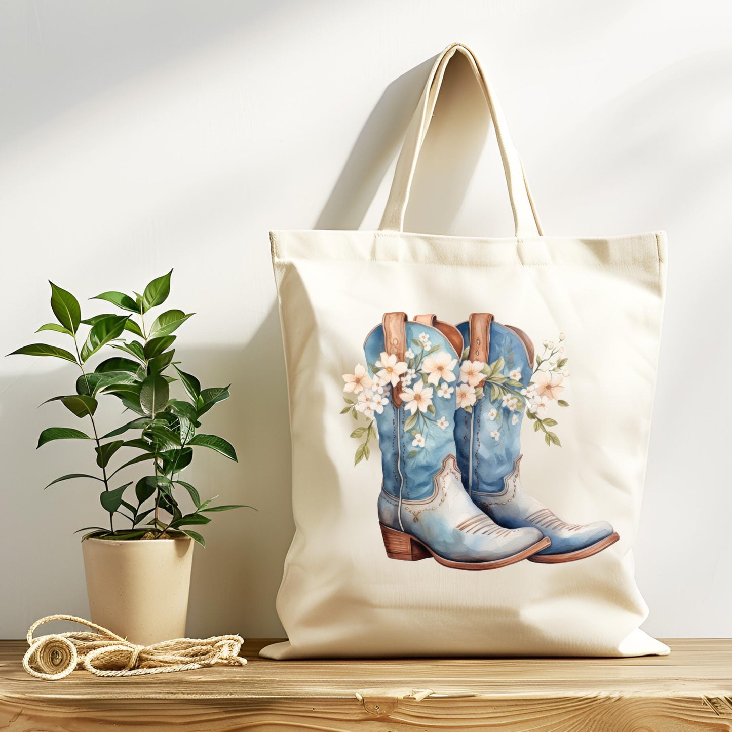 Cowgirl Tote Bag, Cowgirl Boots,Reusable Bag,