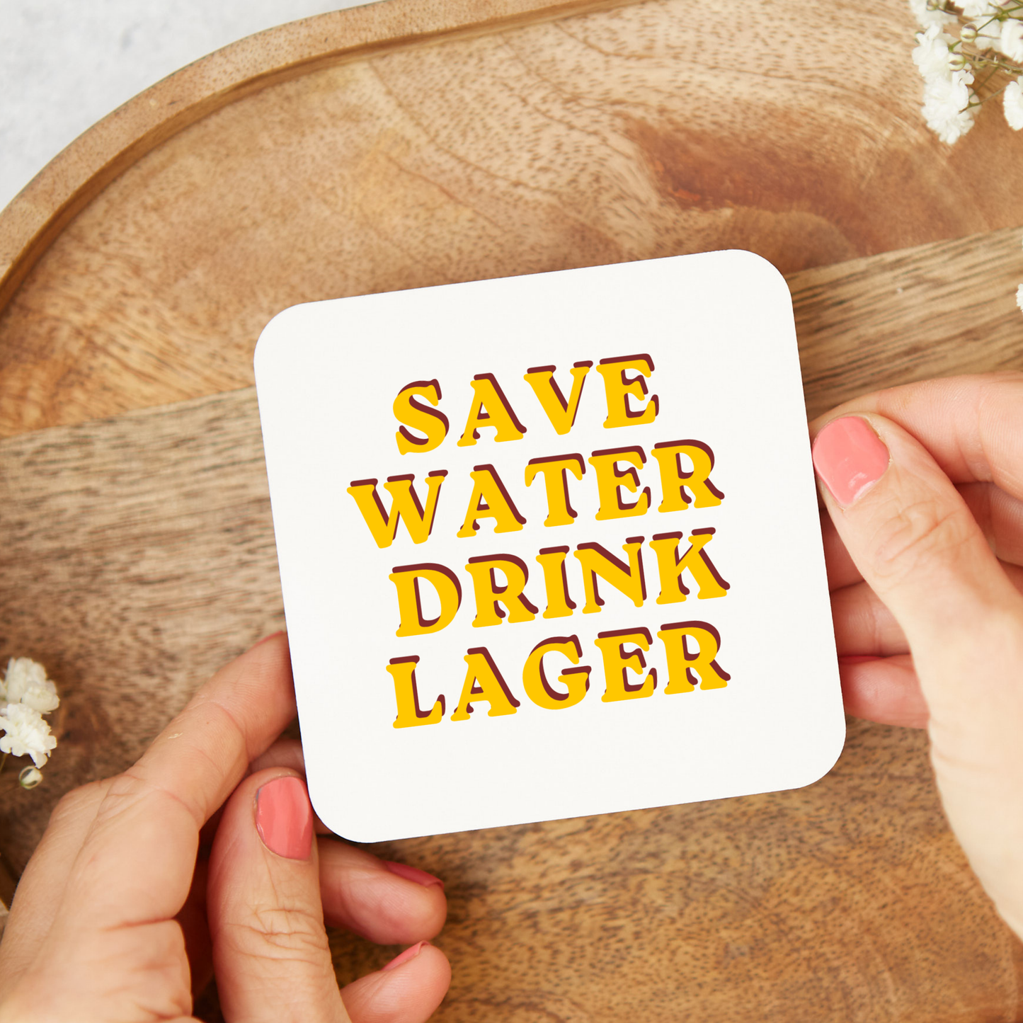 Save Water Drink Lager Coaster, Funny Beer Coaster, Retro Pub Style Drink Mat, Lager Lover Gift, Home Bar Accessory, Dad Beer Gift