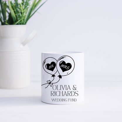 Engagement Gift, Wedding Fund Money Box, Personalised wedding pot
