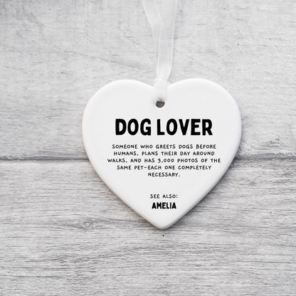 Dog Lover Definition Ornament,Personalised Dog Gift,Dog Mum Christmas Ornament,Gift For Dog Owner,Dog Lover Keepsake