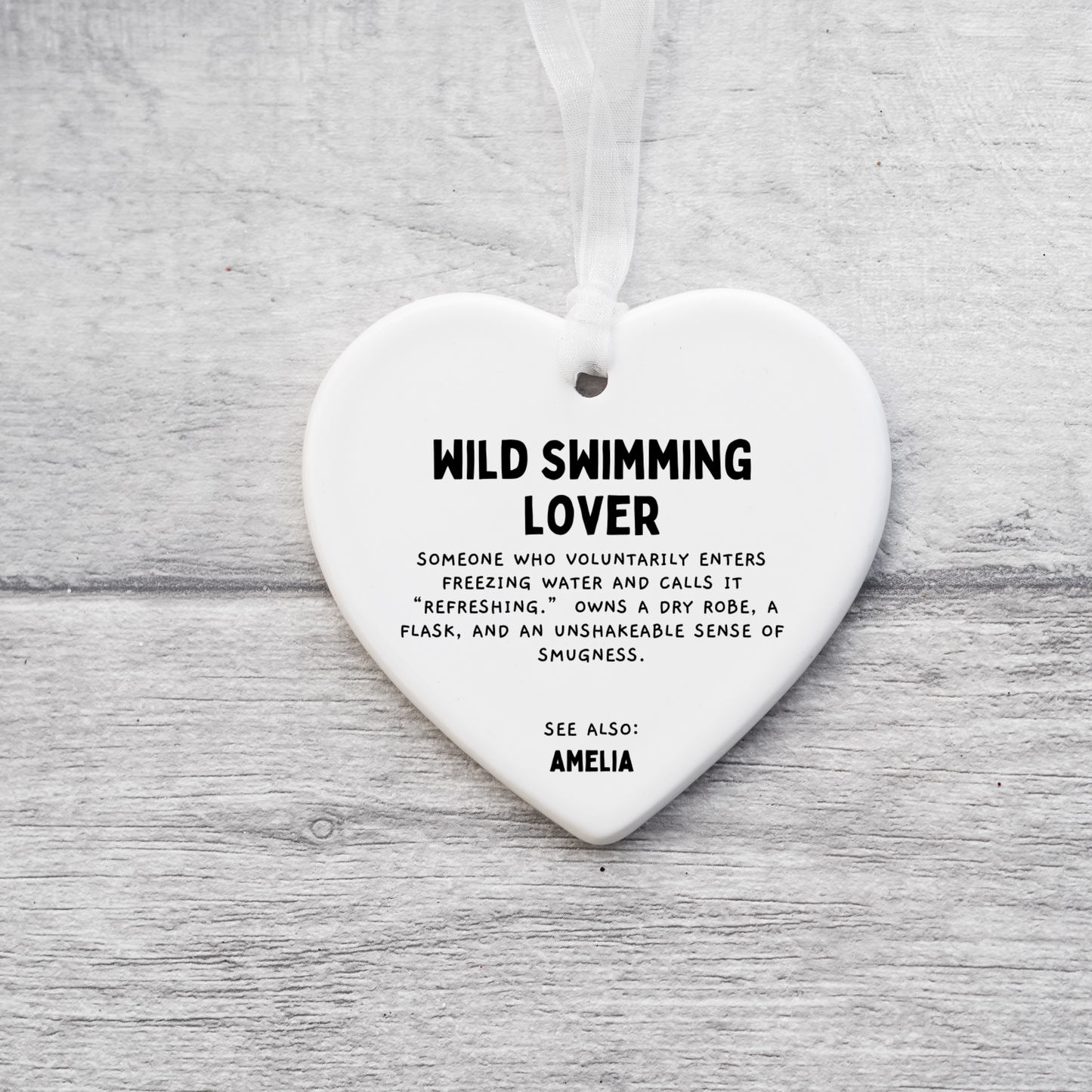 Wild Swimming Lover Ornament,Personalised Wild Swimmer Gift,Cold Water Swimming Christmas Ornament,Sea Dipper Gift,Outdoor Lover Keepsake
