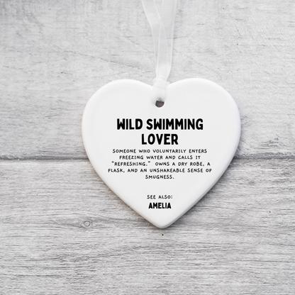 Wild Swimming Lover Ornament,Personalised Wild Swimmer Gift,Cold Water Swimming Christmas Ornament,Sea Dipper Gift,Outdoor Lover Keepsake