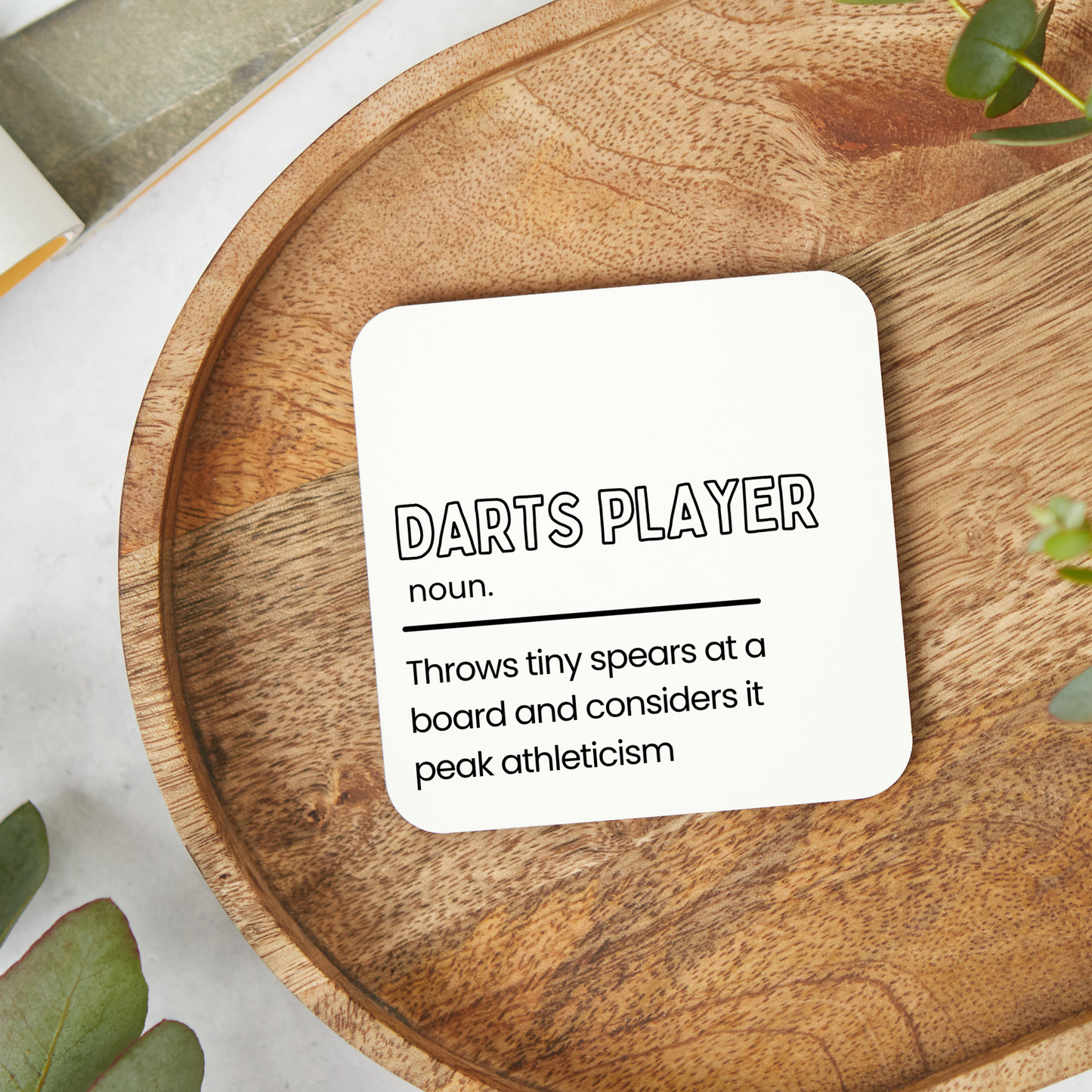 Funny Darts Coaster, Darts Player Definition Gift for Men, Dart Lover Present for Dad Grandad Husband, Funny Dart Player Birthday Christmas Gift, 9 x 9cm