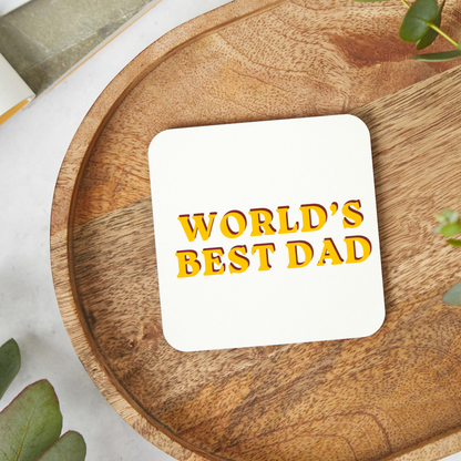 Retro Worlds best dad Coaster Mug, Funny Father's Day Coffee Coaster