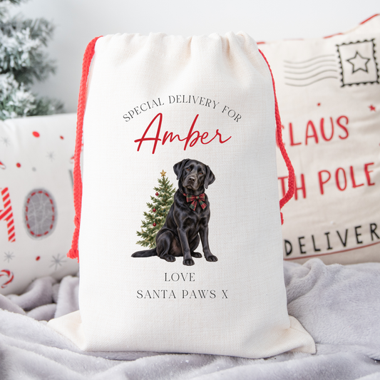 Personalised Black Labrador Christmas Sack