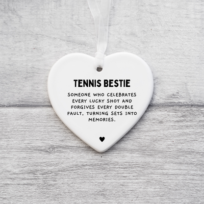 Tennis Bestie Definition Gift, Keepsake  gift, Ceramic Heart, Tennis lover, Tennis gift, Friendship gift