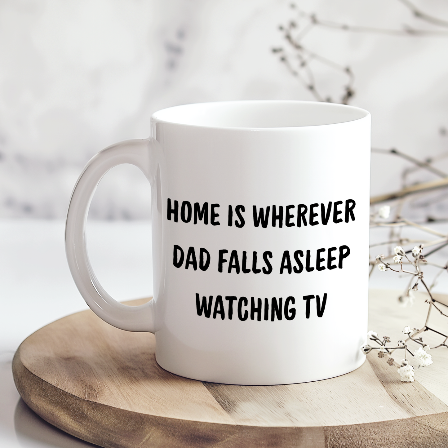 Funny Dad Mug, Home Is Wherever Dad Falls Asleep Watching TV Mug, Dad Coffee Cup, Father’s Day Gift for Dad, Funny Family Mug