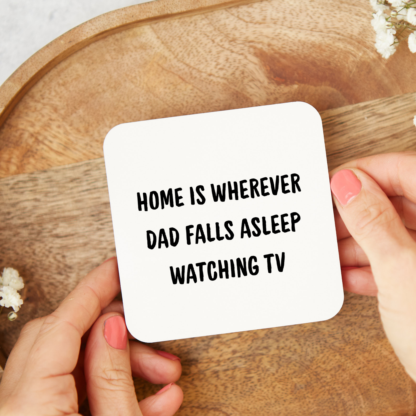 Funny Dad Coaster, Home Is Wherever Dad Falls Asleep Watching TV coaster, Father’s Day Gift for Dad