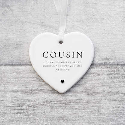 Cousin Gift, Sentiment Cousin Gift, Ceramic Heart, Keepsake  gift