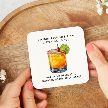 Spicy Margs Coaster, Alcohol Drinks Gift,Stocking Filler, Spicy Margs Lover, Personalised gifts,Cocktail Gift