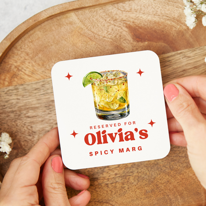 Personalised Spicy Marg Coaster, Alcohol Drinks Gift,Stocking Filler, Spicy Marg Lover
