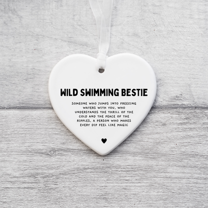 Wild Swimming Bestie Definition Gift, Keepsake  gift, Ceramic Heart, Wild Swimming lover, wild swimming gift, Friendship gift
