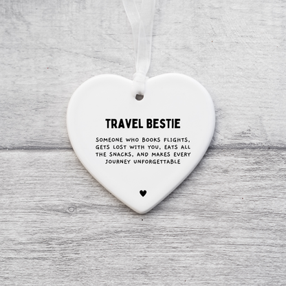 Travel Bestie Definition Gift, Keepsake  gift, Ceramic Heart, Travel lover, Travel Lover Friendship gift