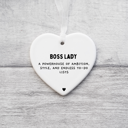 Boss Lady Definition Gift, Keepsake gift, Ceramic Heart, Boss Lady, Boss Lady gift