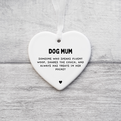 Dog Mum Definition Gift, Keepsake  gift, Ceramic Heart, Dog Mum, Dog Mum gift