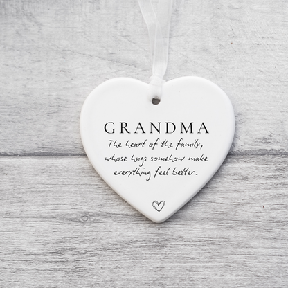 Grandma Ornament, Grandma Gift, Ceramic Hanging Decoration, Sentimental Grandma Keepsake, Christmas Gift for Grandma, Coaster
