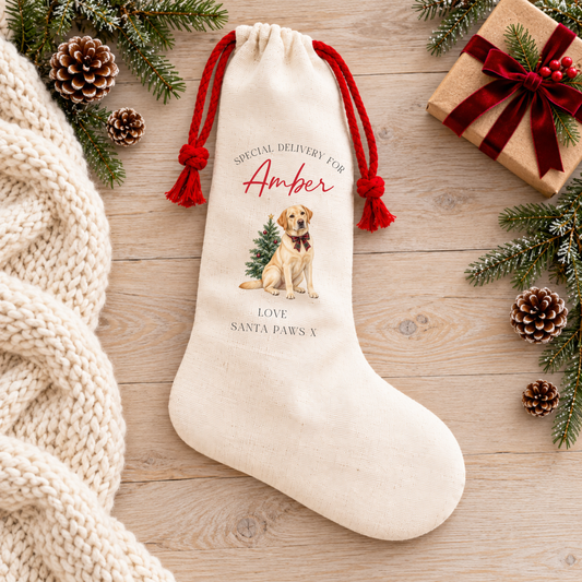Personalised Black Labrador Christmas Stocking