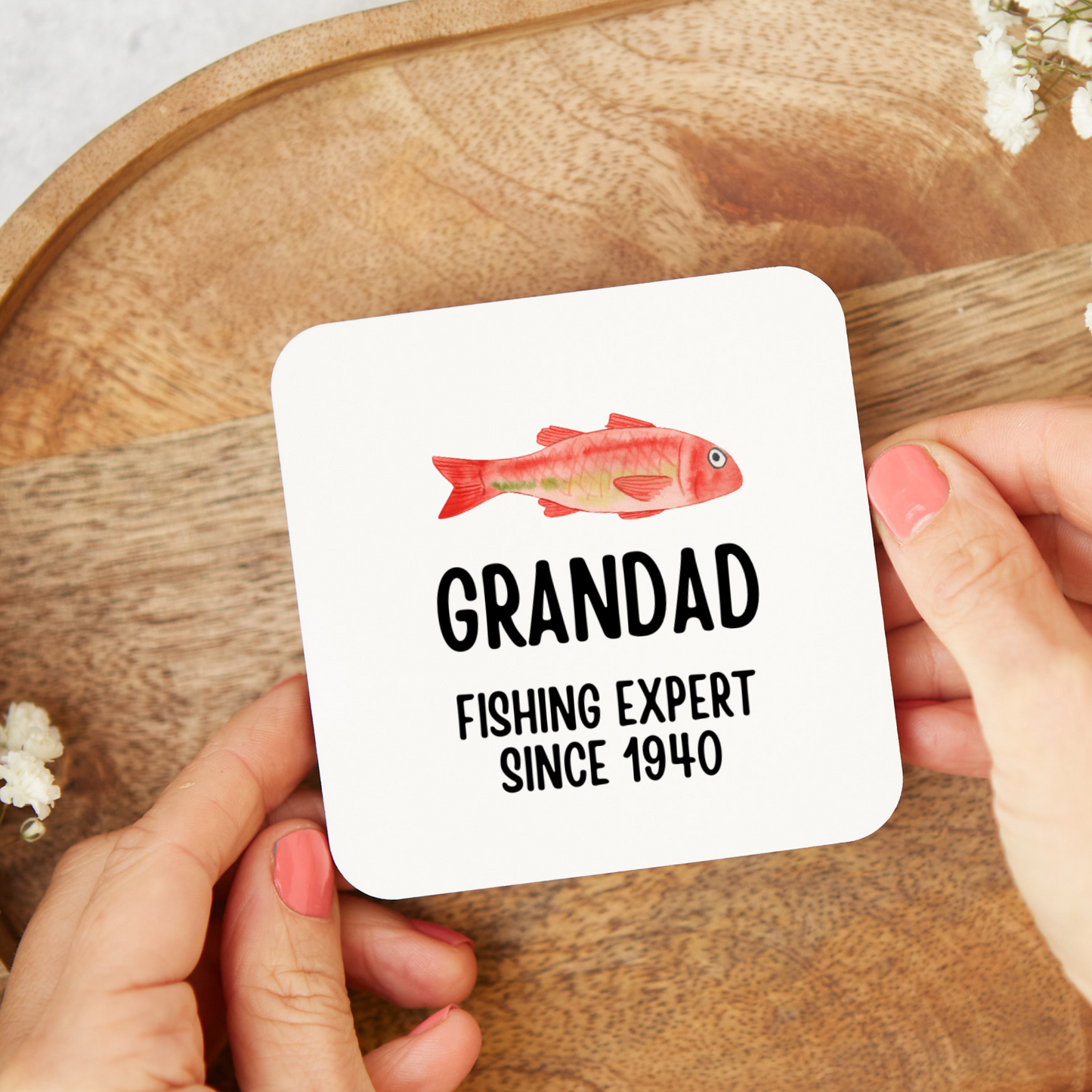 Fishing Coaster, Personalised Fishing Coaster, Father's Day Gift, Fishing Lover Gift (Copy)