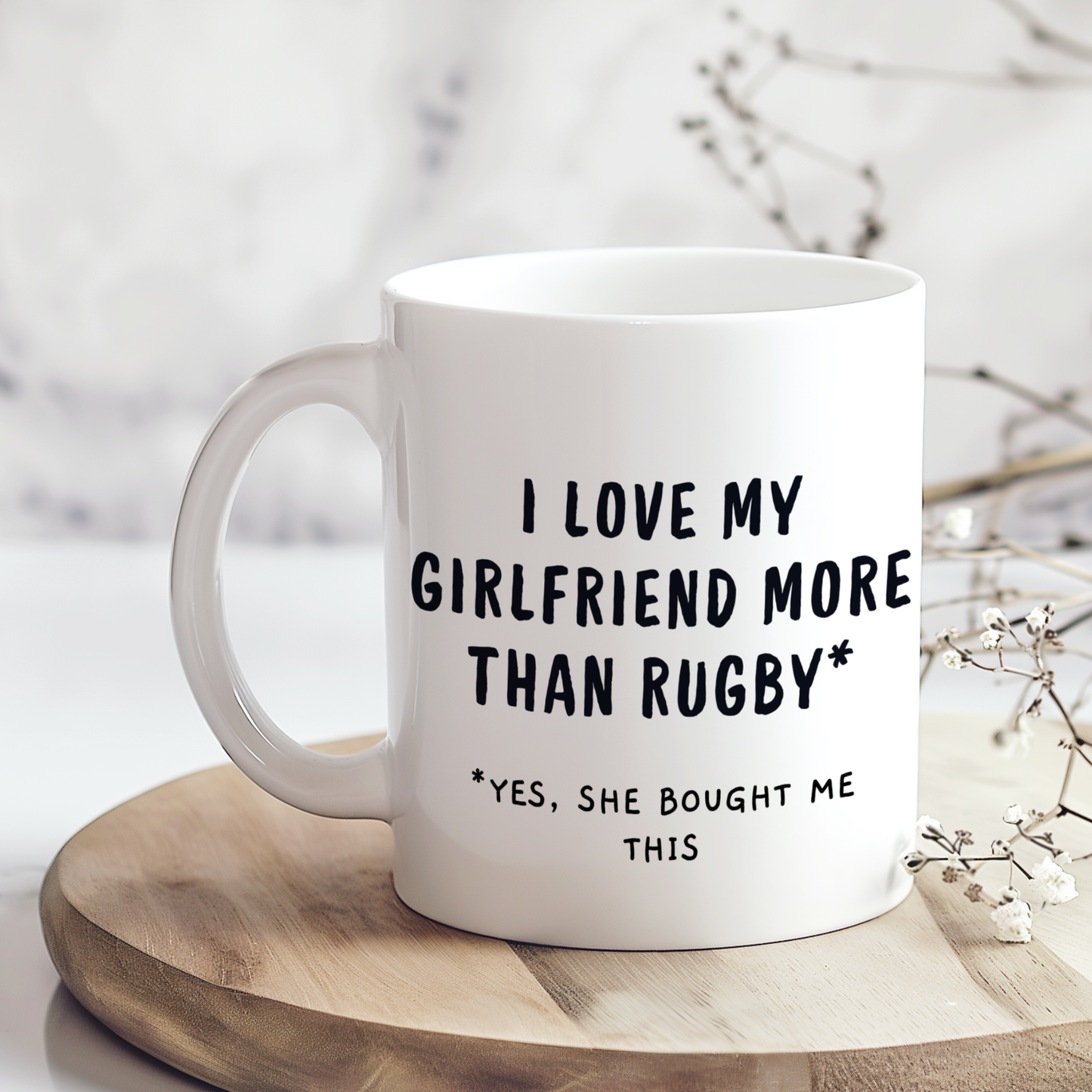 I Love My Girlfriend More Than Rugby Mug,Funny Rugby Mug,Cute Couple Gift ,Anniversary Birthday Mug