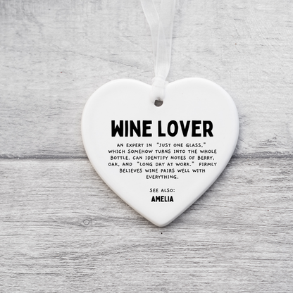 Wine Lover Definition Ornament,Personalised Wine Gift,Wine Friend Christmas Ornament,Wine Drinker Gift,Wine Lover Keepsake