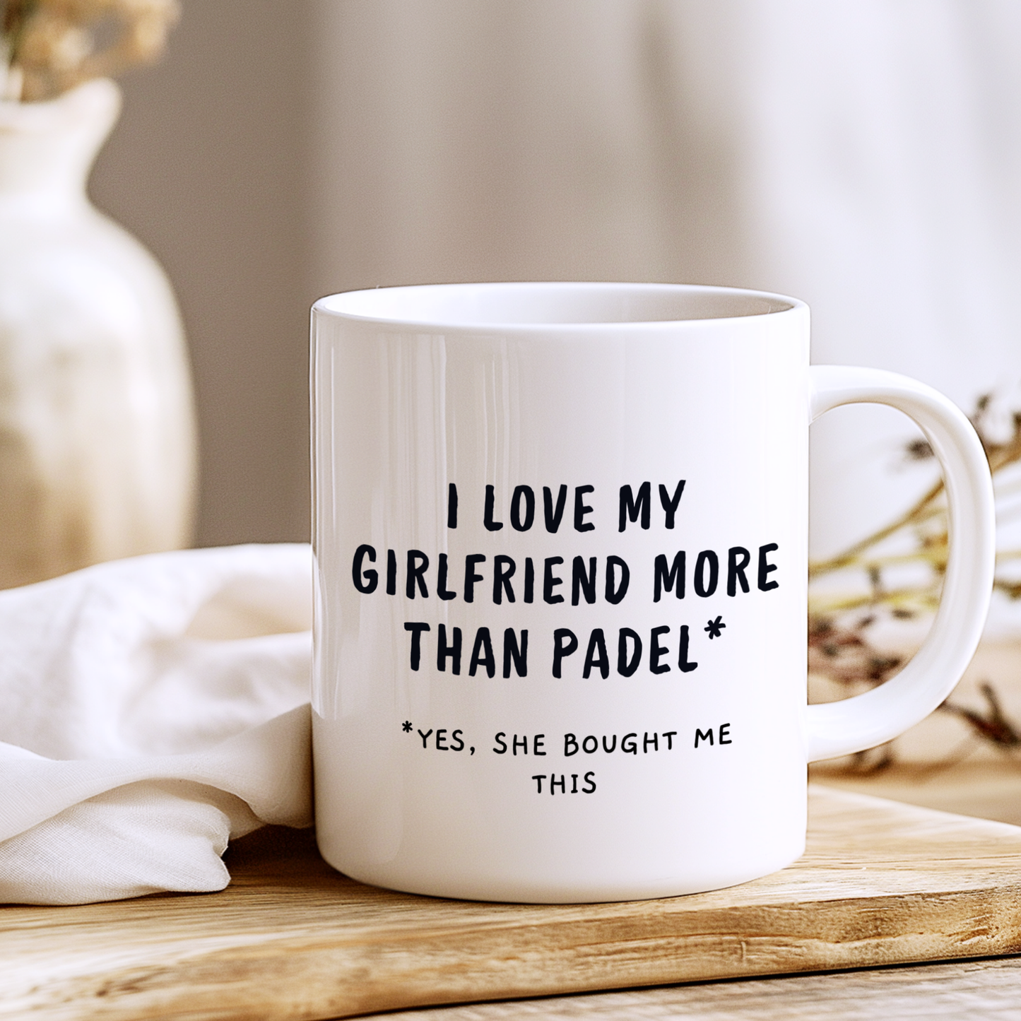 I Love My Girlfriend More Than Padel Mug,Funny Padel Mug,Cute Couple Gift ,Anniversary Birthday Mug