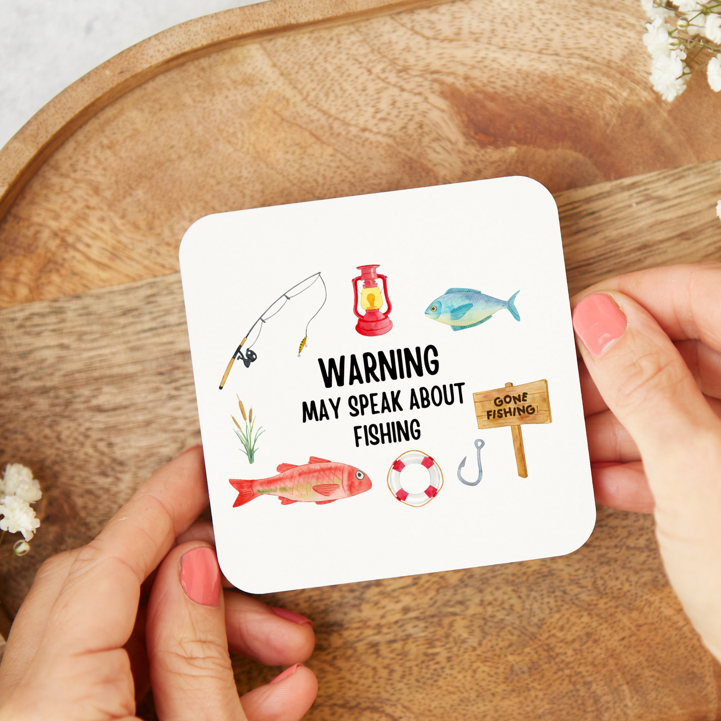 Fishing Coaster, Personalised Fishing Coaster, Father's Day Gift, Fishing Lover Gift (Copy) (Copy)