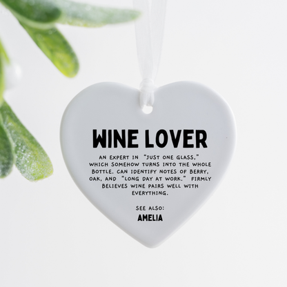 Wine Lover Definition Ornament,Personalised Wine Gift,Wine Friend Christmas Ornament,Wine Drinker Gift,Wine Lover Keepsake