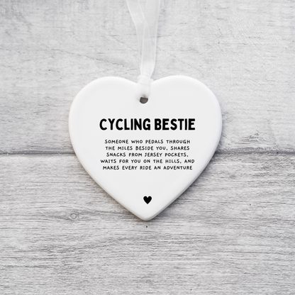 Cycling Bestie Definition Gift, Keepsake  gift, Ceramic Heart, Cycling lover, Cyclinggift, Friendship gift