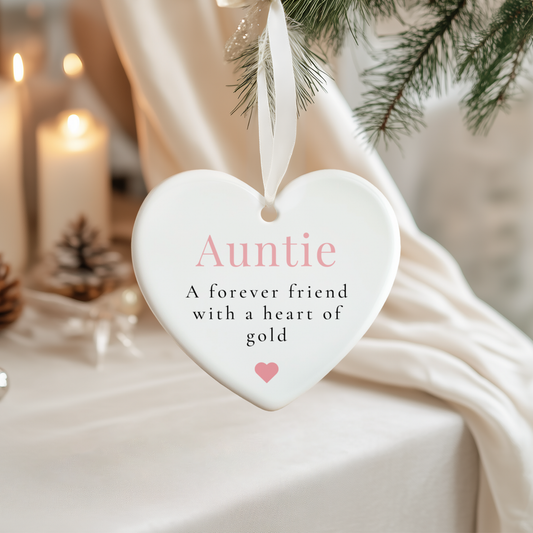 Ceramic heart keepsake gift for auntie, thoughtful sentimental present, meaningful auntie gift idea