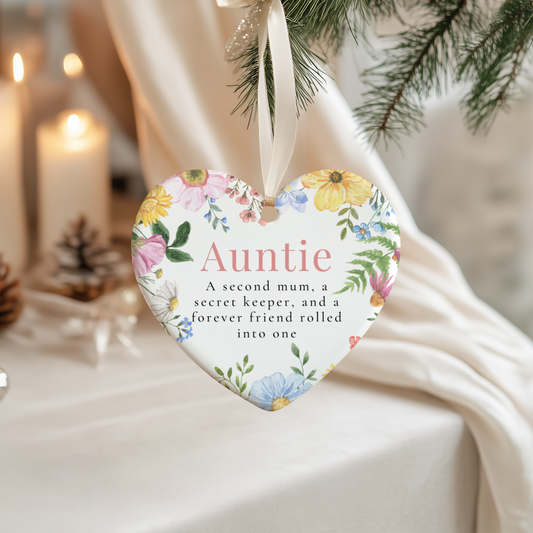 Ceramic heart keepsake gift for auntie, thoughtful sentimental present, meaningful auntie gift idea