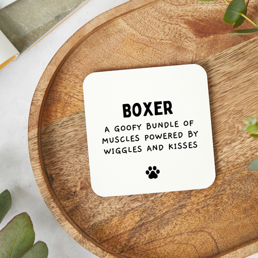 Funny Boxer dog coaster gift with rude humor, glossy finish, unique gift for Boxer owners and dog lovers