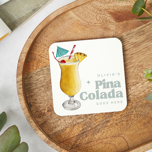 Personalised Pina Colada Coasters, Alcohol Drinks Gift,Stocking Filler, Pina Colada Lover, Personalised gifts,Cocktail Gift