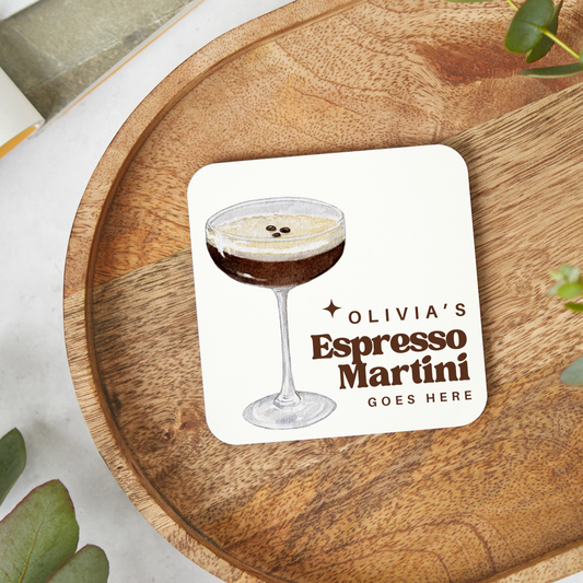 Personalised Espresso Martini Coaster, Alcohol Drinks Gift,Stocking Filler, Espresso Martini Lover, Personalised gifts,Cocktail Gift