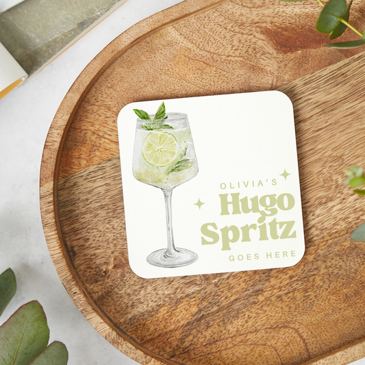Personalised Hugo Spritz Coaster, Alcohol Drinks Gift,Stocking Filler, Hugo Spritz Lover, Personalised gifts,Cocktail Gift