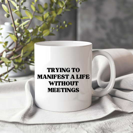 White ceramic mug with humorous office design. Perfect funny workplace gift for coworkers, colleagues, or office friends. Dishwasher and microwave safe