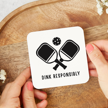 Funny pickleball-themed coaster with humorous design, perfect gift for pickleball players and fans